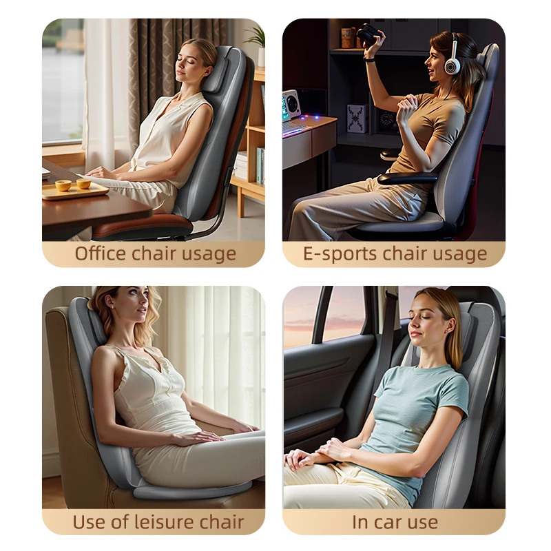 Full Body Luxury Shiatsu Massage Cushion with Heating 3D Kneading Vibration Back Neck Shoulder Massager Gift for Home Office Use