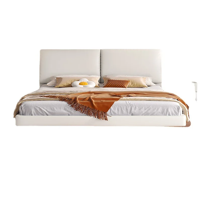 

Suspended bed, modern, simple, master bedroom, high end, double bed, light luxury