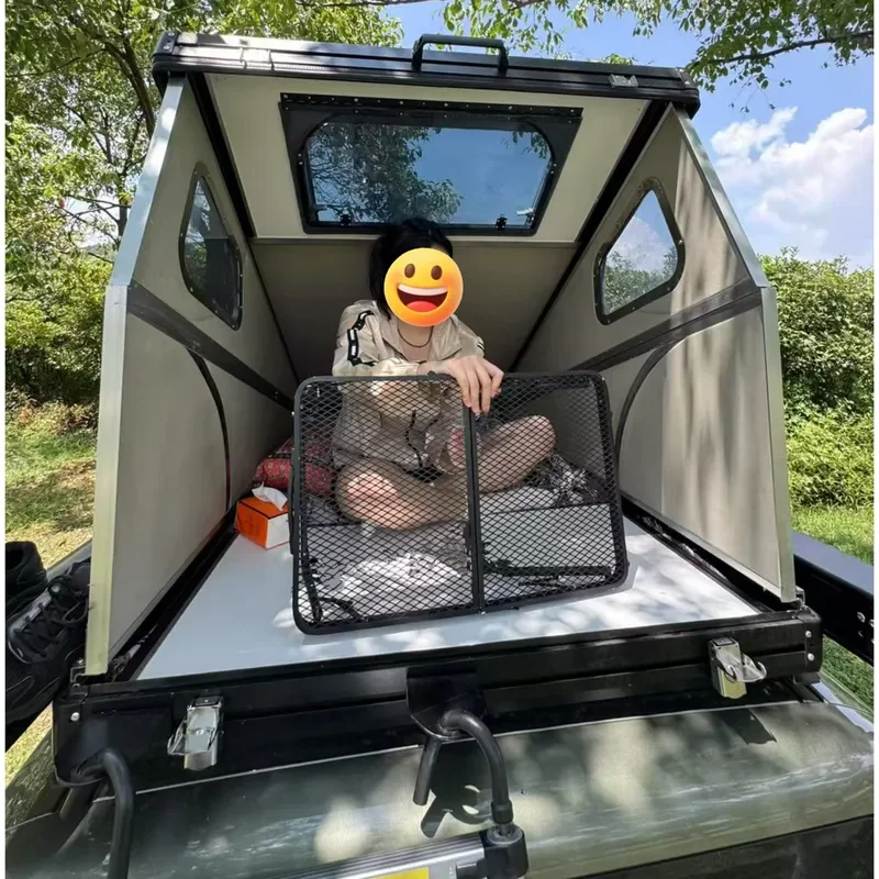 for Luxury Aluminum Wedge Shaped Hard Shell Roof Tent Waterproof Pop Up Car Roof Tent Suitable for SUV Camping