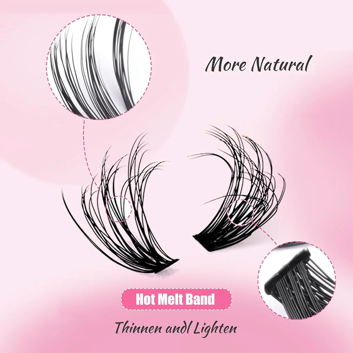 Conjunto de cílios postiços da série Pink Girl, pinça de cílios selada para ligação de extensão de cílios, tuft único + curvatura C, fabricação de curvatura natural