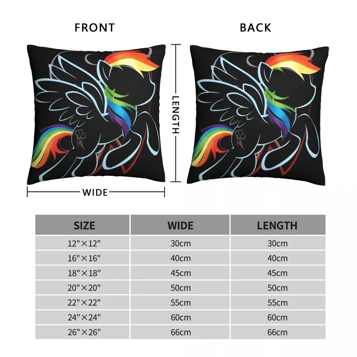 Rainbow Dash Contour Pillowcase Polyester Linen Velvet Printed Zip Decor Pillow Case Room Cushion Cover