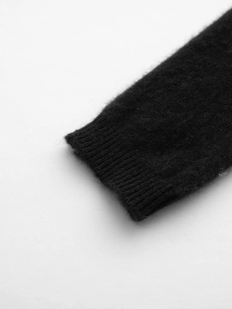 TLOML Chic Donna 100% Maglione di Cachemire Girocollo con Scollo a V Color Bloccato Falso Pullover in Due Pezzi Autunno Inverno Morbido Caldo Cashmere Magliette E Camicette