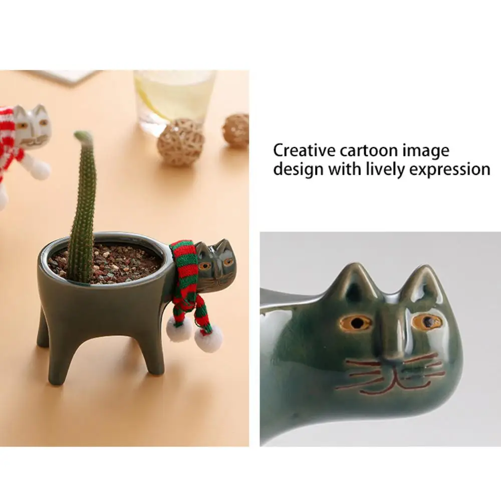 Collective Planter Succulent Pots With Drainage - Succulent Planter Perfect For Cat Ceramic Garden Pots Cactus Planter Pot