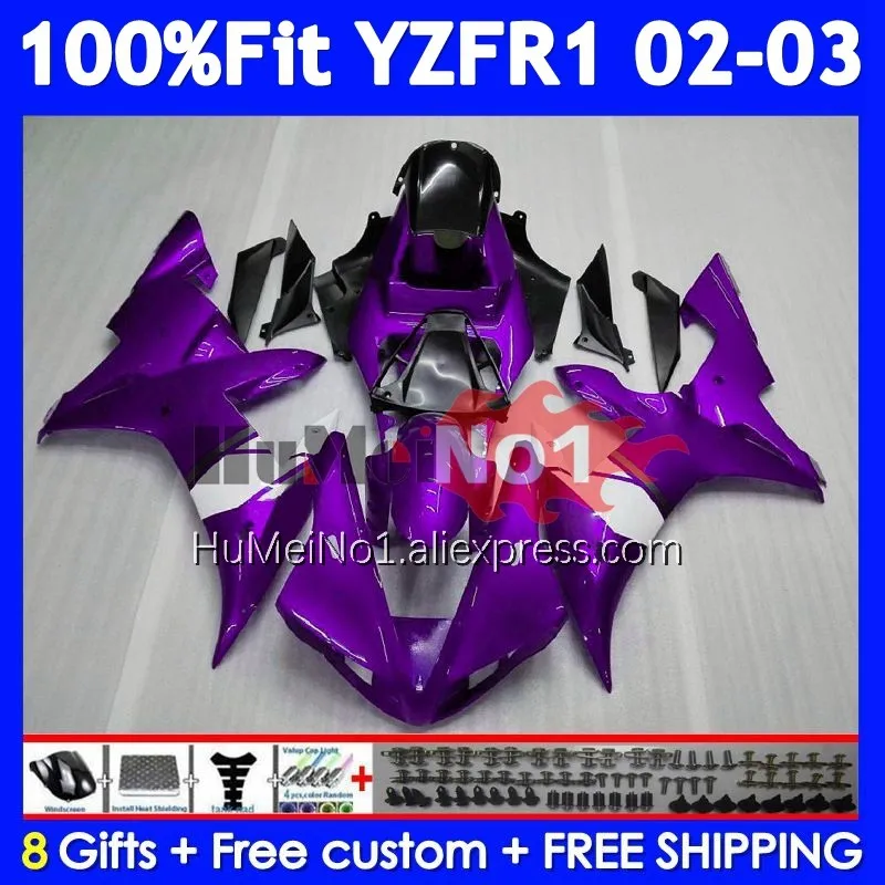 Body For YAMAHA YZF 1000 CC R1 R 1 YZF-R1 YZFR1 02 03 365No.27 Gloss purple YZF1000 1000CC YZF-1000 2002 2003 Injection Fairing