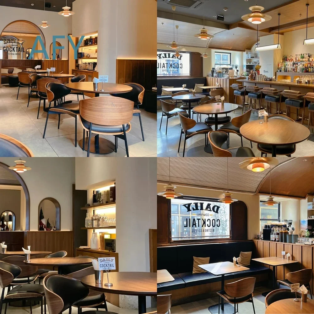 Vintage Wooden Dining Table for Bar Coffee Shop Restaurant Reception Area Tavern Negotiation Space Commercial Use Indoor