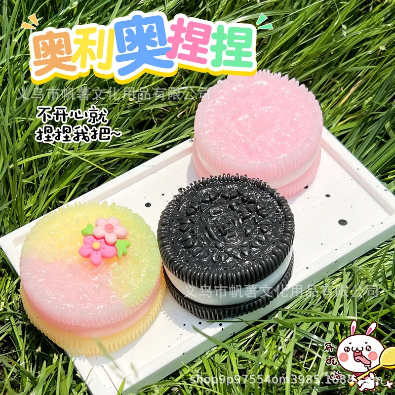 Handmade Silicone For Big Oreo Stress Relief Squishy Toy Mochi Taba Hamburger  Fidget Toy Biscuit Pinching Toy