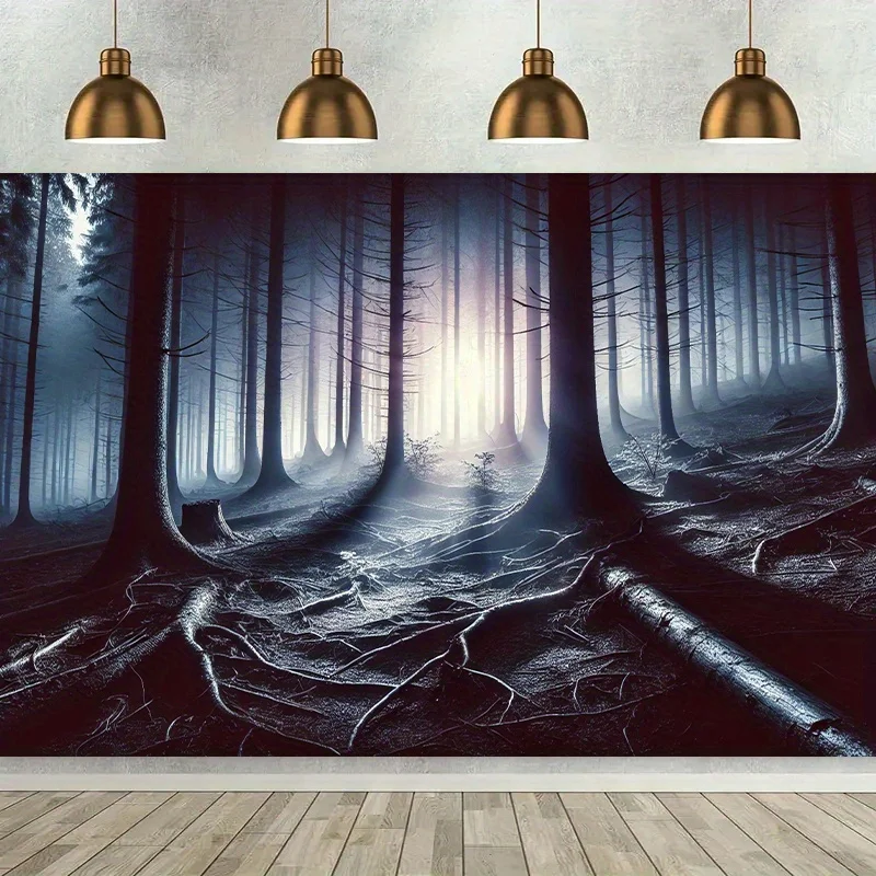 Un bannière mystérieux à thème forestier, idéal pour les fêtes à la maison et en extérieur, ainsi que comme accessoire de scène dans un studio.
