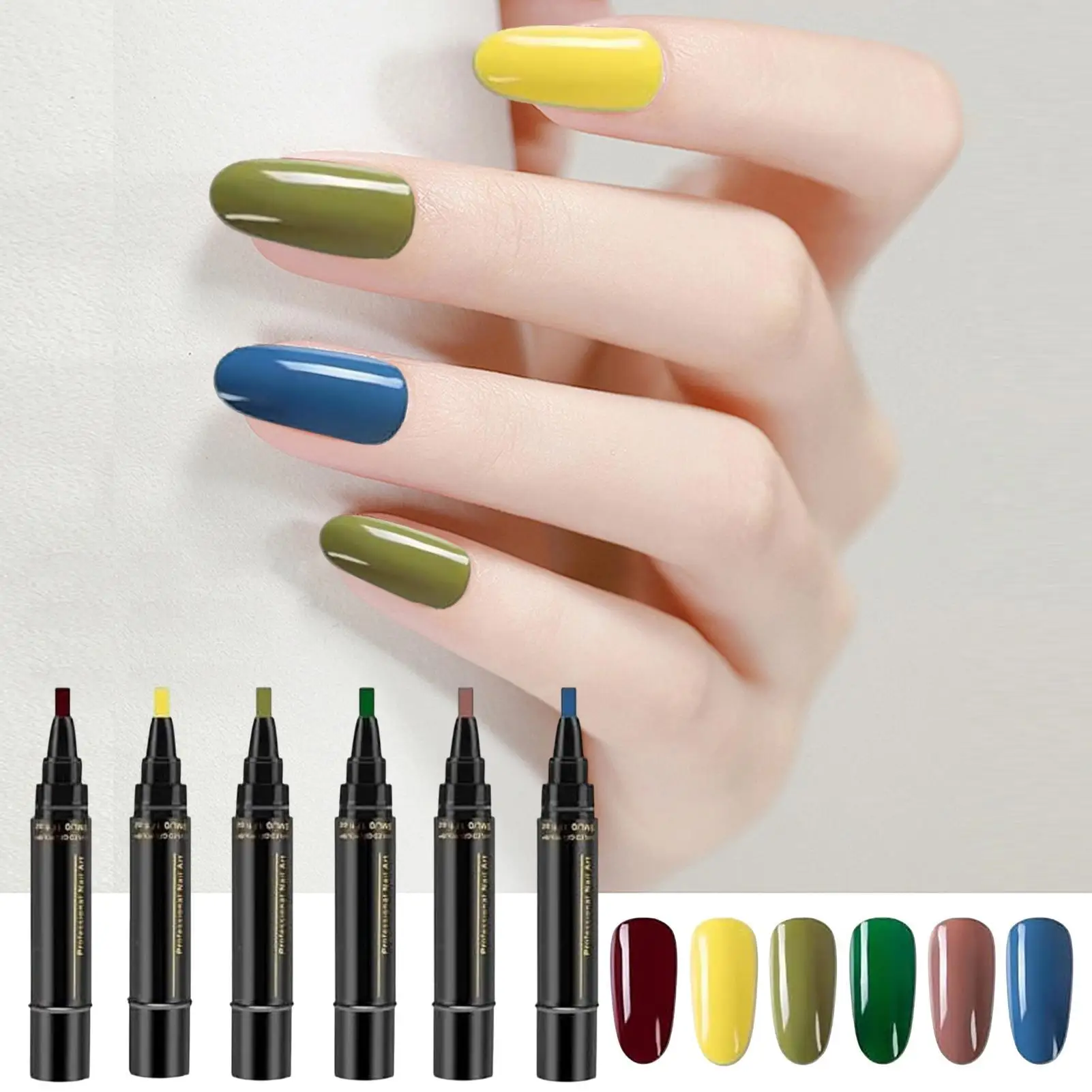 

6 Colors Quick-Dry NailPolish Painting Kit Professional Nail Polishing Pens For Nail No UV Nail PolishPainting Accessories