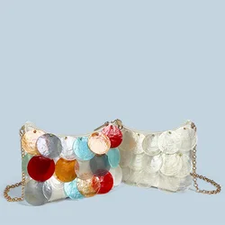 Customized 2025 New Small Fresh Women's Bag with Shell Sequin Chain Crossbody Bag Exquisite Handmade Woven Handbags for Women