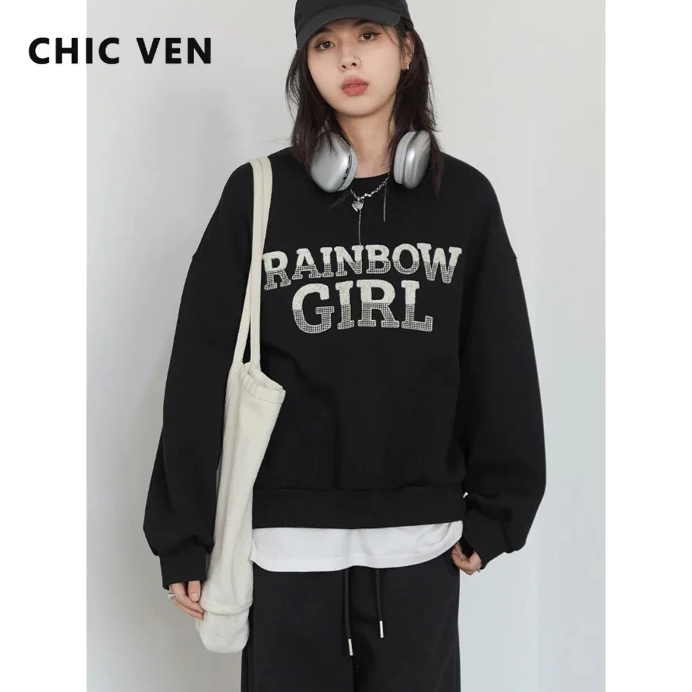 

ШИКАРНЫЙ VEN, новые женские толстовки, пуловер с круглым вырезом, свободный повседневный женский топ с вышивкой букв, весна-осень 2026, одежда