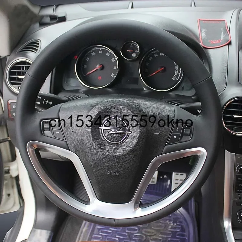 For Opel Antara Insignia Astra DIY Hand Sewn Leather Steering Wheel Cover Car Accessories