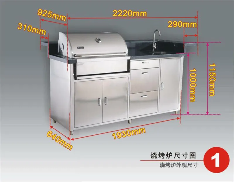 hot sale custom BBQ stainless steel outdoor Garden kitchen cabinets