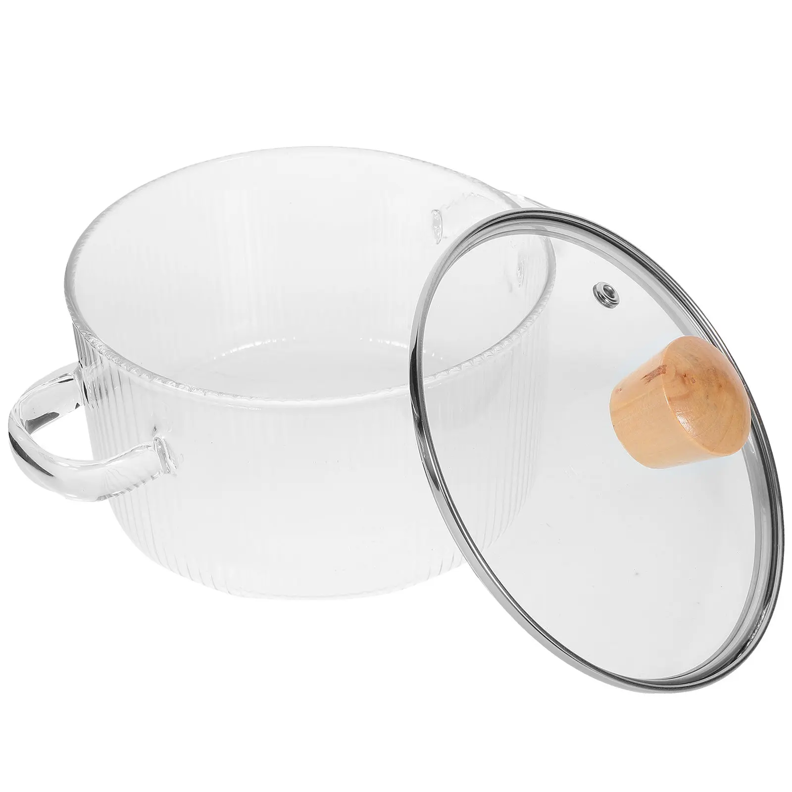 

Glass Stew Pot High Borosilicate Heat Resistant Cooking Pot with Lid Double Handle for Stove Top Soup Milk Sauce
