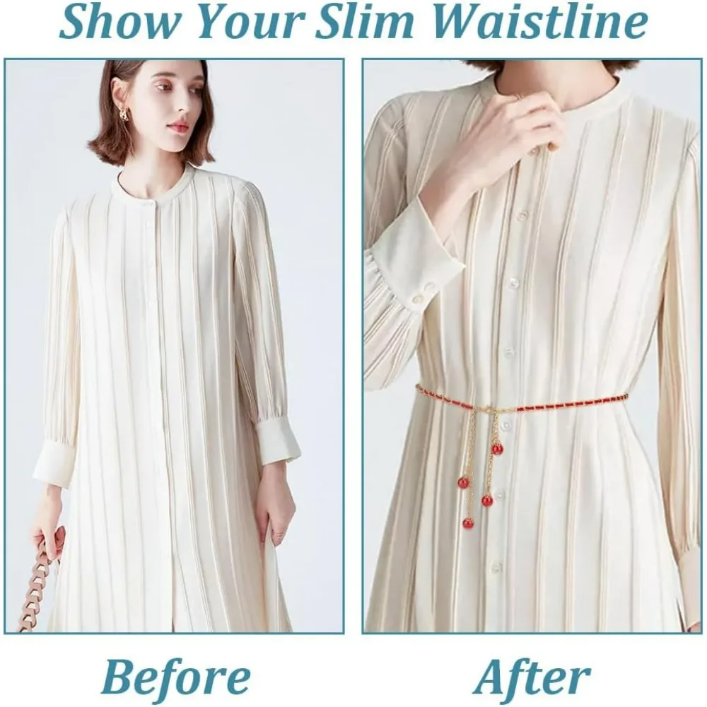 4 szt. Łańcuszkowe paski w różnych kolorach, metalowe łańcuszki do talii, uniwersalne złote paski dla kobiet do sukienek, kamizelek, jeansów, koszul, spódnic, sukienek