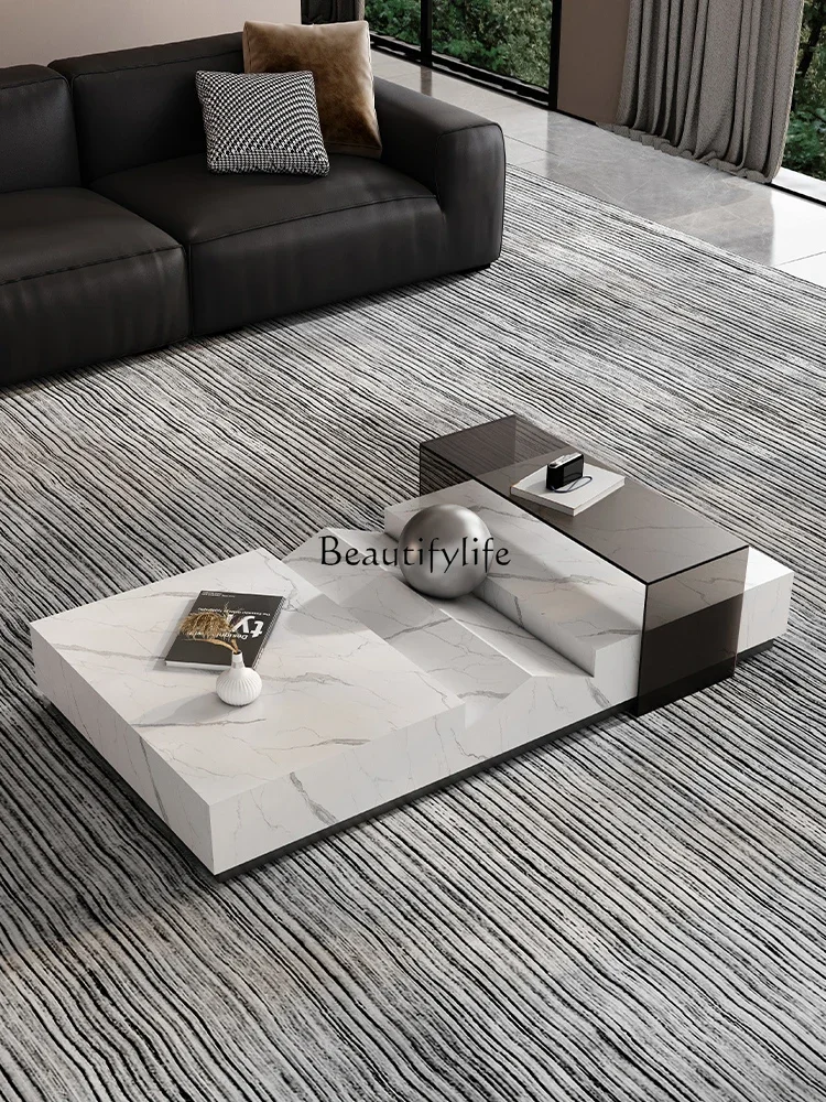 

GG8Italian High-End Stone Plate Coffee Table Modern Simple and Light Luxury Coffee Table
