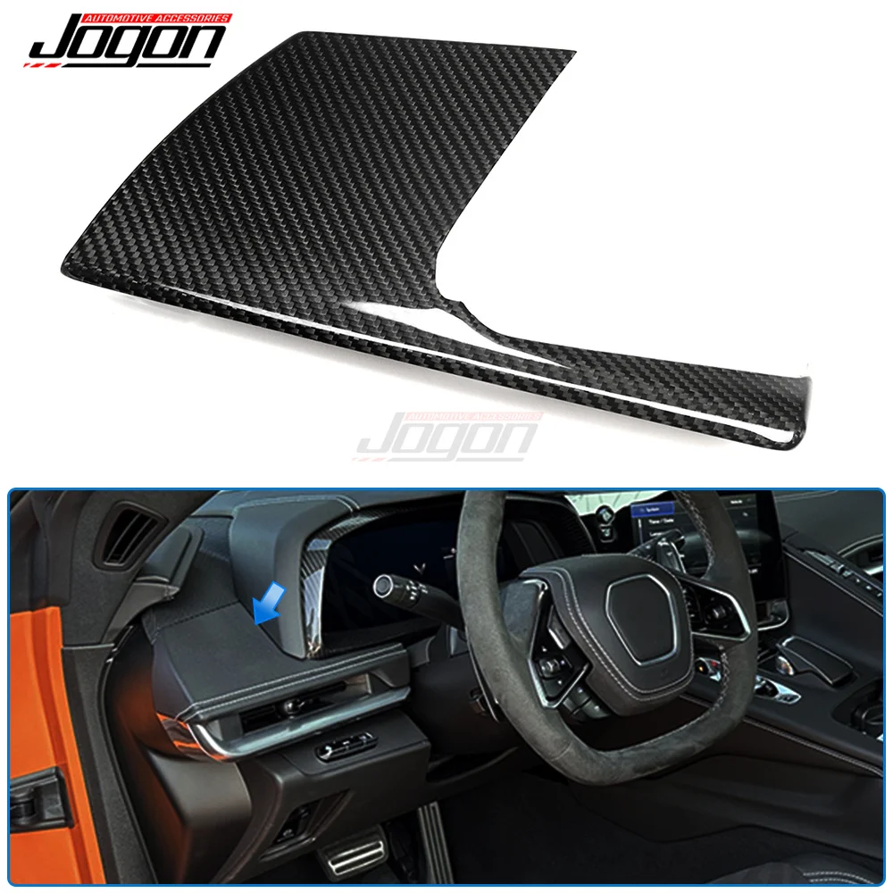 For Corvette C8 2020 -2024 Real Carbon Fiber Steering Wheel Dirve Side Dash Cover Left Trim Car Interior Accessories