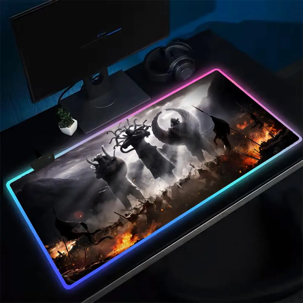 

Коврик для мыши Player F-For H-Honor, игровой коврик для мыши в стиле аниме, светодиодные настольные коврики с подсветкой, резиновые настольные коврики XXL RGB