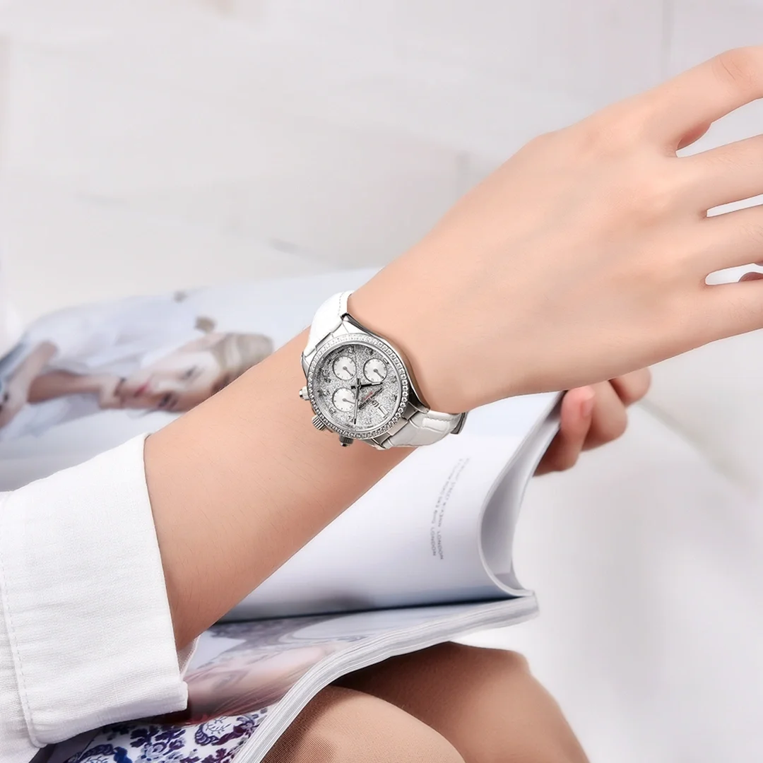 PAGANI DESIGN PD-1730 ساعات نسائية 36 ملم كرونوغراف كوارتز ستانلس ستيل مقاوم للماء ساعة معصم للنساء حزام ساعة جلد