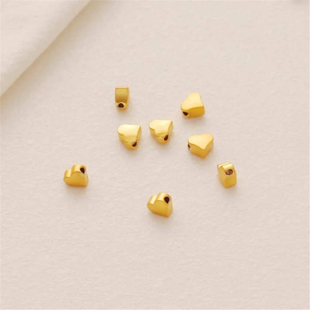 Heart-Shaped Beads, 18K Matte Gold Package, Color Curved Surface, Horizontal Hole, 5.5mm, Handmade Necklace, Jewelry Accessories