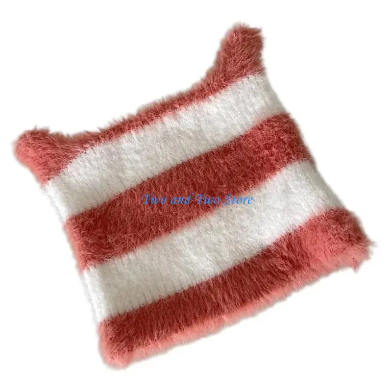 

HX6F Women Snapshots Hat Devil Ear Brimless Hat Fashion Striped Knitted Caps