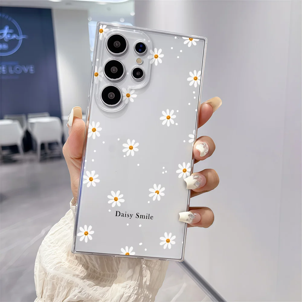 Margarida sorriso impressão macio tpu caso para samsung galaxy s26 s25 s24 s23 s22 s21 s20 nota 20 ultra 9 8 10 s8 s9 s10 plus capa clara