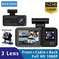 3 Channel Camera Car Dvr 1080P Dash Cam Interior Cabin Mini Vehicle Three Way DVRs Recorder Video Registrator Dashcam Camcorder