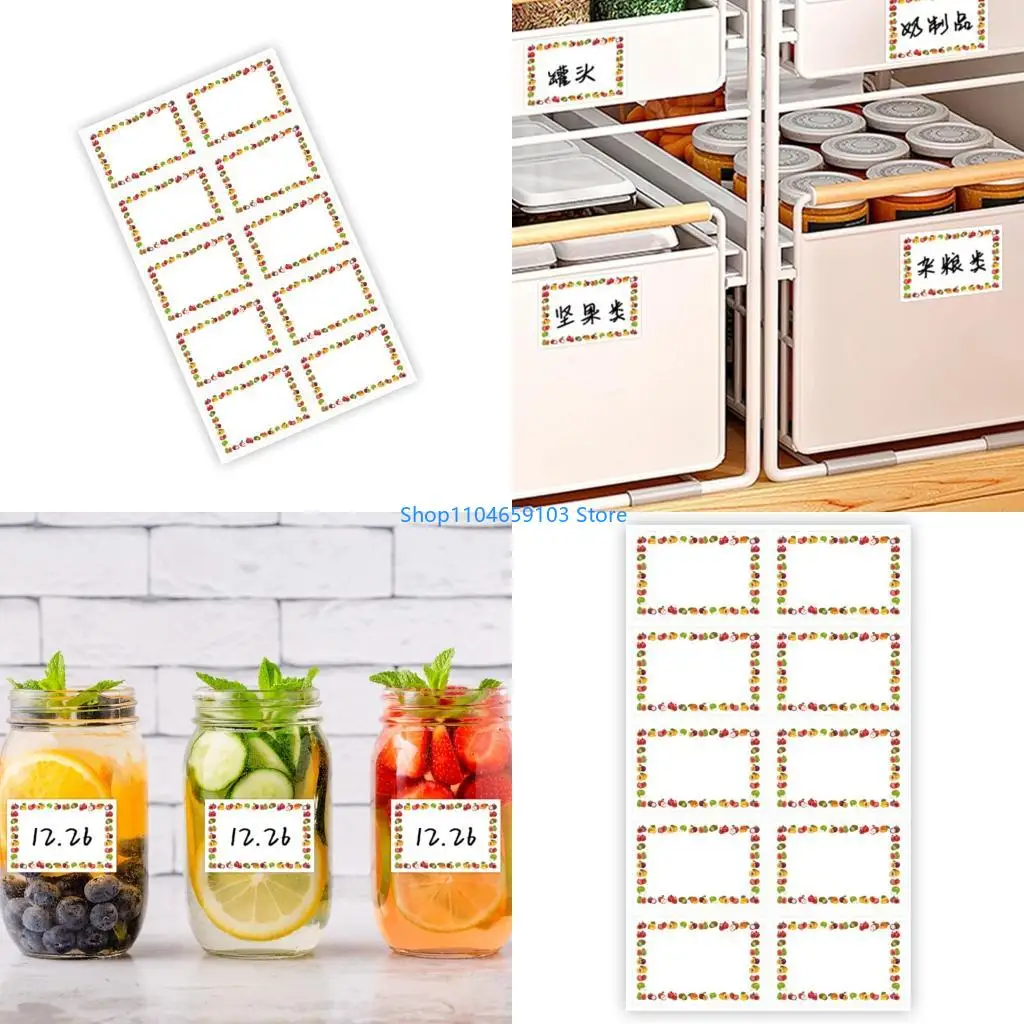 

100 шт., наклейка на рамку с фруктами, 6x4 см, наклейка с именем, клейкая этикетка для хранения продуктов питания, контейнеры