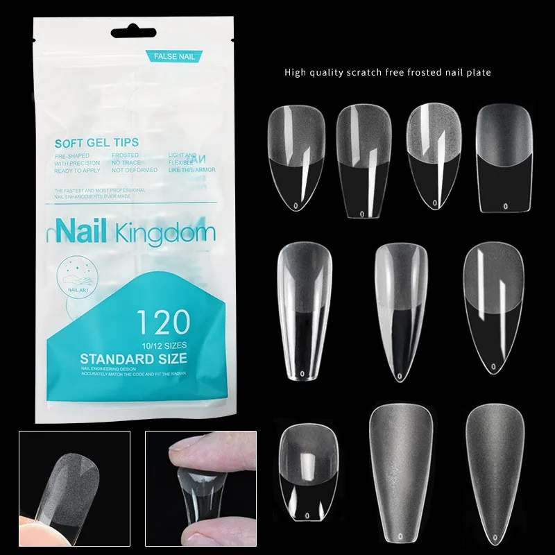 120pcs Press on Nail Extension Tips Full Cover Round Square Ultra-thin Traceless Nail Art French Fake Clear Coffin Gel Manicure