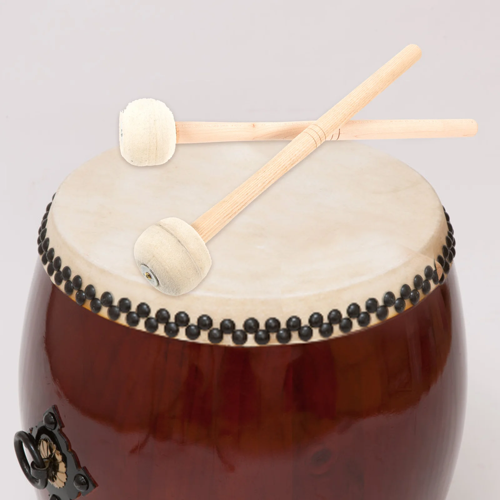 

2 pcs Bass Drum Sticks Premium Wood Felt Tip Mallets For Percussion Practice Adult Kids Beginner Band Performance Wooden