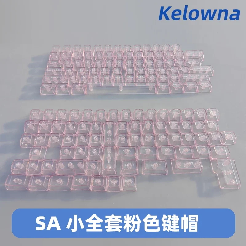 Pink SA Highly Transparent Crystal Keycaps Mechanical Keyboard 143 Keycaps 64/84/98/104