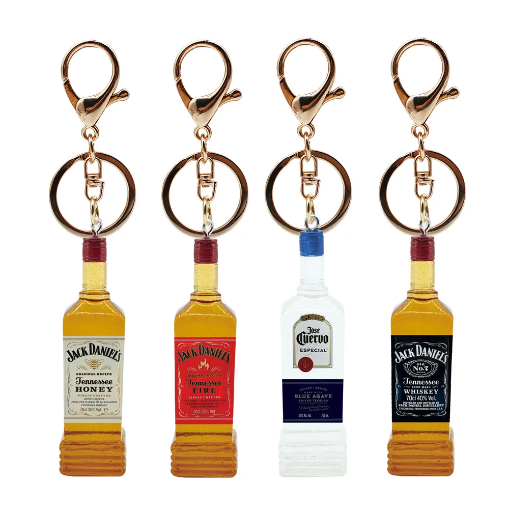 Miniature Whiskey Bottle Keychain | Liquor Bottle Model Charm | Resin Creative Accessory for Keys, Bags & Phones