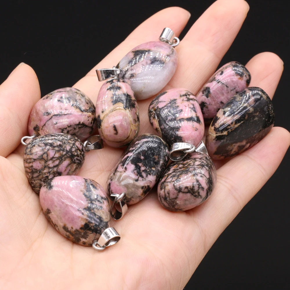 Natural Semi-precious Stone Pendant Irregular Cherry Blossom Agate for DIY Jewelry Making Necklace Size15x20-18x25