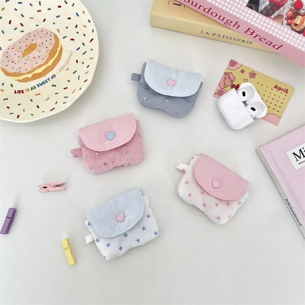 Mode Mini Kopfhörer Aufbewahrungstasche Druckknopf Pailletten Sterne Bluetooth Headset Fall Geldbörse für Frauen Mädchen
