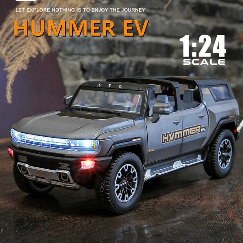 

1:24 HUMMER EV New Energy Car Alloy Model Diecasts Metal Off-road Vehicles Car Model Simulation Sound Light