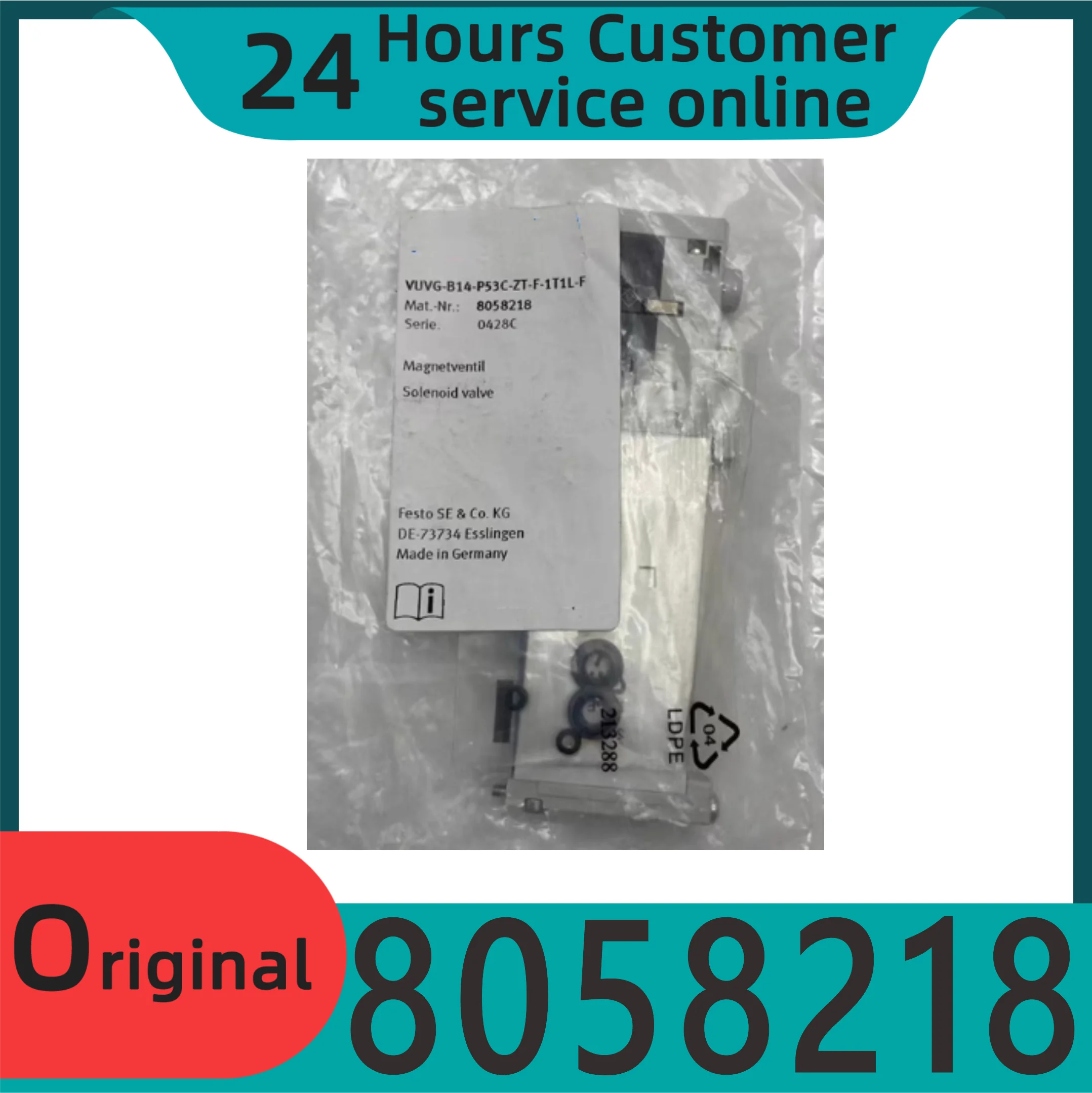 

Brand new original solenoid valve VUVG-B14-P53C-ZT-F-1T1L-F 8058218