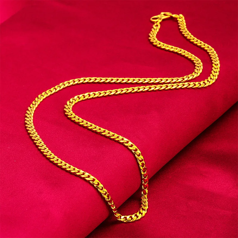 

24K Gold 50cm Flat Necklace | AU999 Pure Gold, mirror-polished finish, sleek and versatile for daily wear