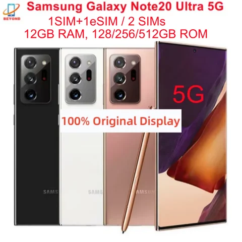 Samsung Galaxy Note 20 Note20 Ultra 5G N986U1 N986B N986N N9860 6.9" AMOLED 12GB RAM 128/256/512GB NFC Original Cell Phone