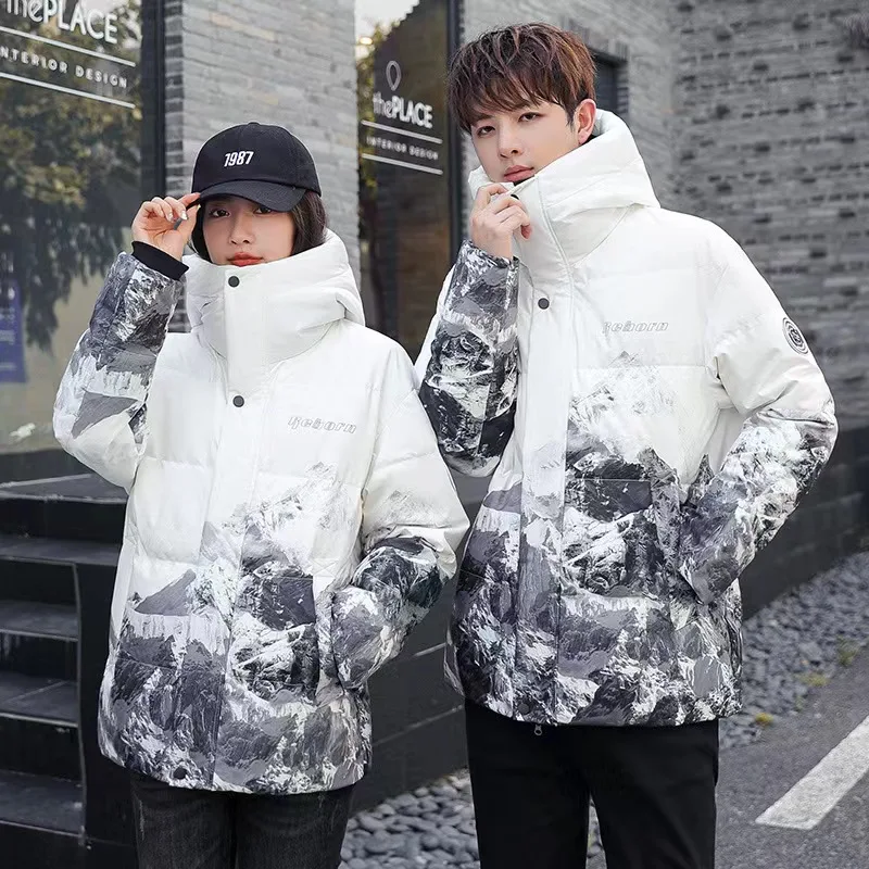 

2023 The Snow Mountain Puffer Jacket Men Women Fashion Embroidery Down Padded Jackets Vintage Clothes Winter Couple Cotton Coat