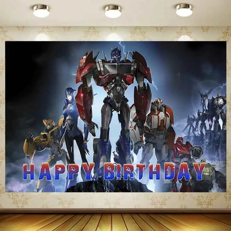 

Transformers Backdrop Boy Birthday Party Supplies Banner room Decoration Background Photography