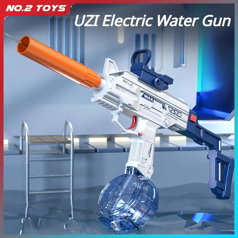 UZI Electric Water Gun Toy Automatic Continuous Bursts Large Capacity Submachine Water Gun Outdoor Beach Swimming Pool Guns Toys