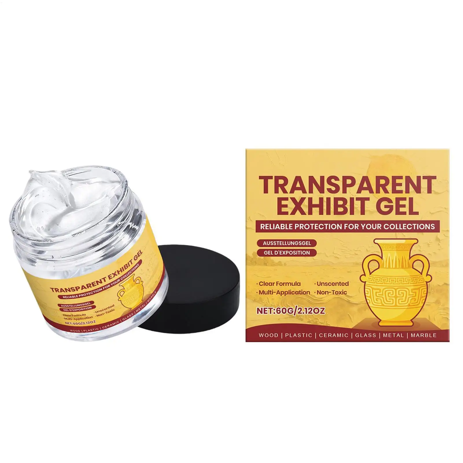 60g Clear Exhibit Gel Clear Removable Adhesive Glue Museum Wax For Antiques Glass Ceramics Figures Decorations Conservation Art
