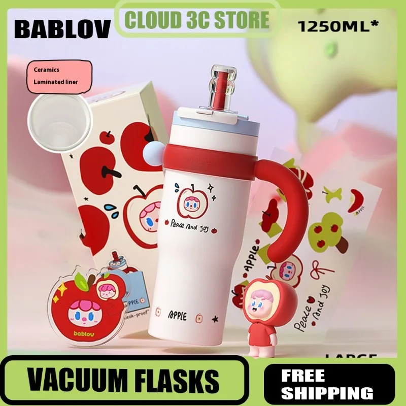 

Bablov Stainless Steel Insulated Cup with Straw Large Capacity Thermos Cup Portable Outdoor Sports Water Bottles Birthday Gifts