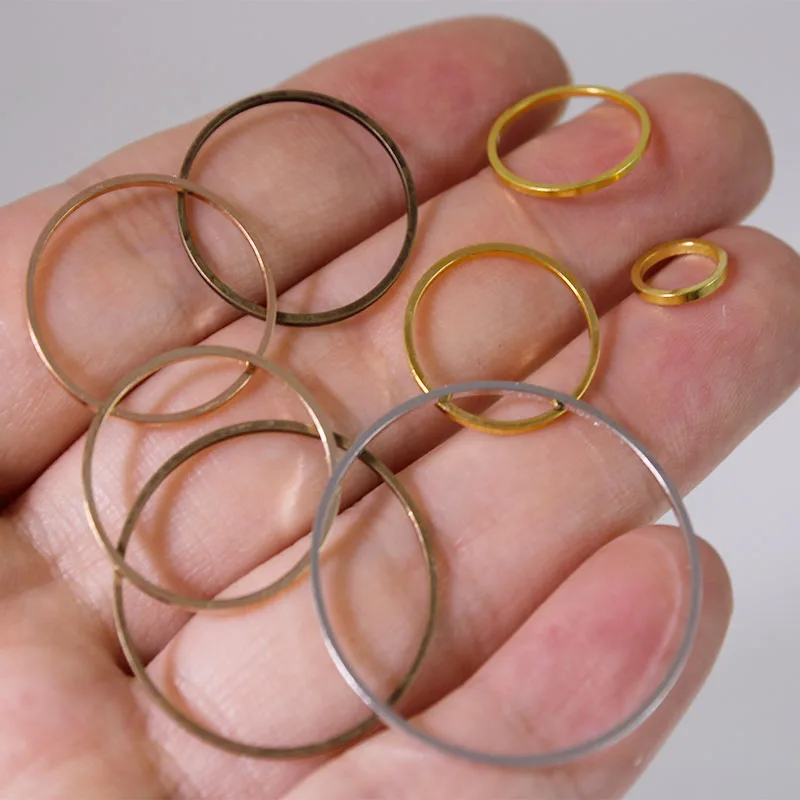 50-20Pcs 8-60mm Brass Closed Rings Big Circle for Ear Wires Hoops Making DIY Accessories Pendant Connectors Rings Jewelry Craft