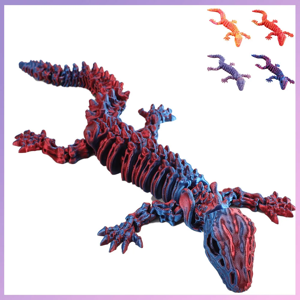 3D Printed Toys Lizards Animals Figures Model Multi-joint Movable Ornament Decorative Desktop Creativity Novelty Kids Gifts Toy