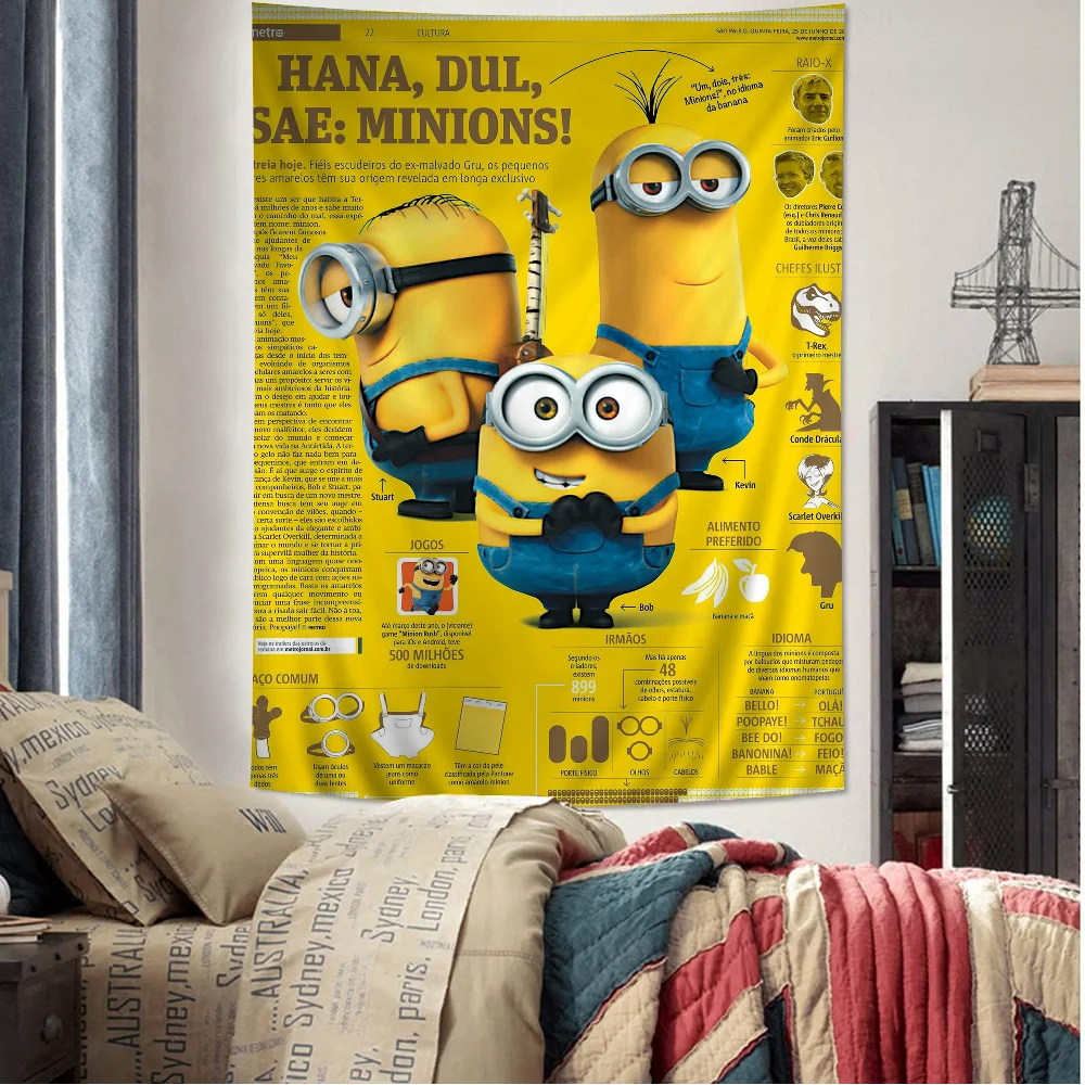 

M-minions Movie DIY Wall Tapestry Hanging Tarot Hippie Wall Rugs Dorm INS Home Decor