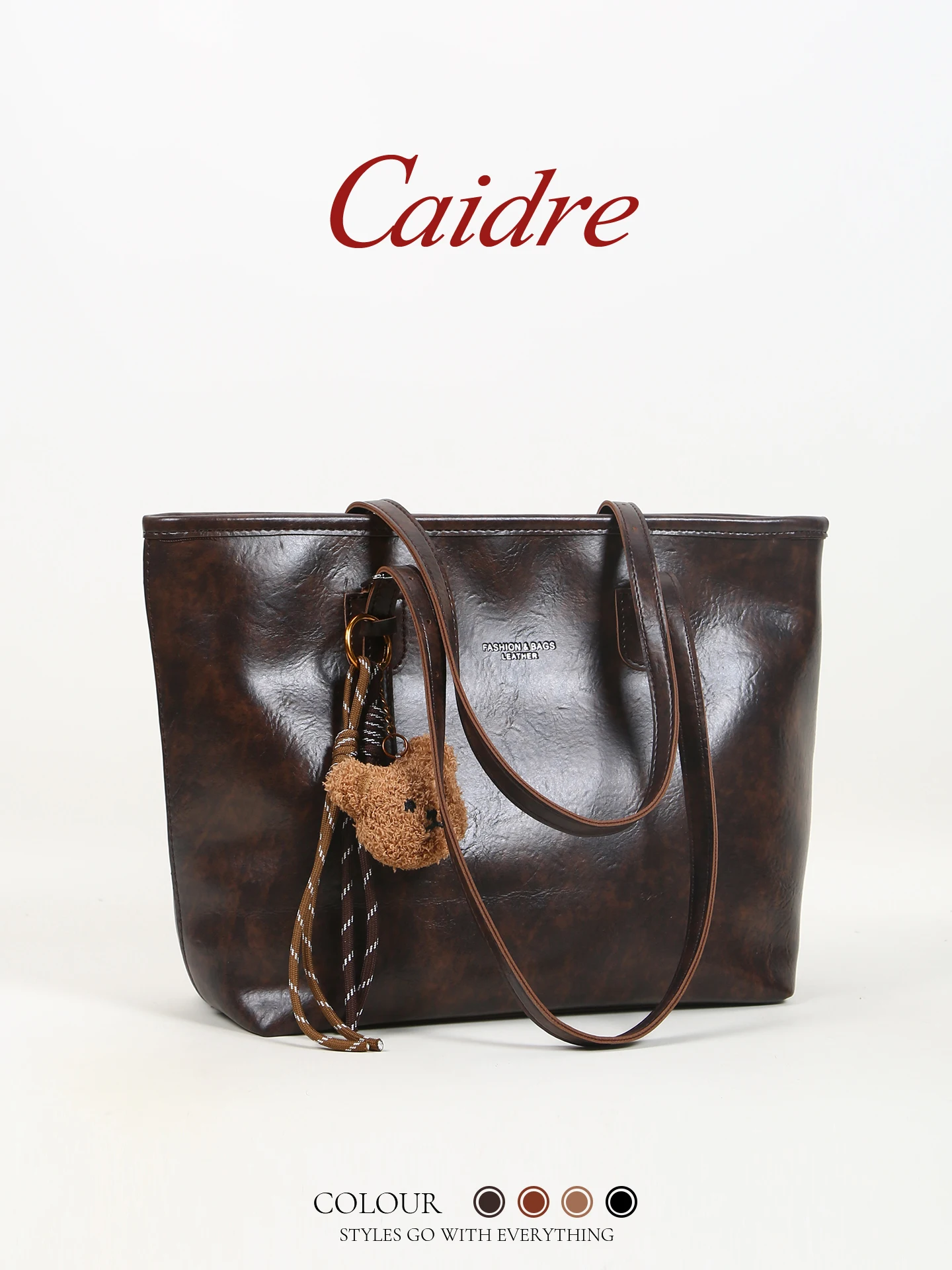 

Caidre Autumn Winter Large Capacity Tote Bag Women's Commuter Shoulder Bag Vintage Handbag Casual Simple Style Soft PU Leather