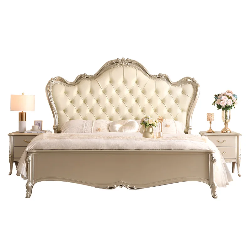 American solid wood bed 1.8 meters double bed princess bed palace carved wedding
