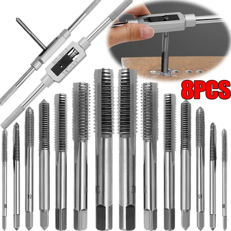 M3-M12 قابل للتعديل T-مقبض وجع الموضوع مقبض حامل الصنبور مخرطة وجع عالية السرعة الصلب متري التوصيل الصنابير مجموعة أدوات التنصت #1