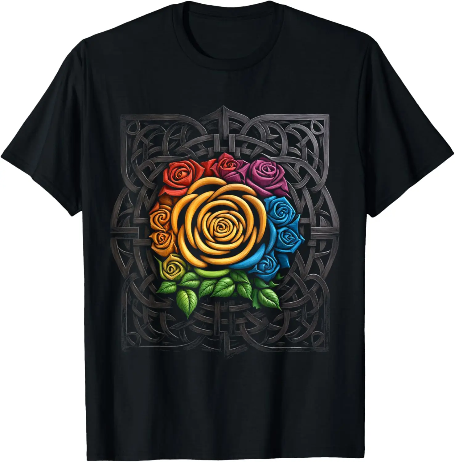 

Rose Colorful Art Mandala Flower Graphic Motif Rose T-Shirt