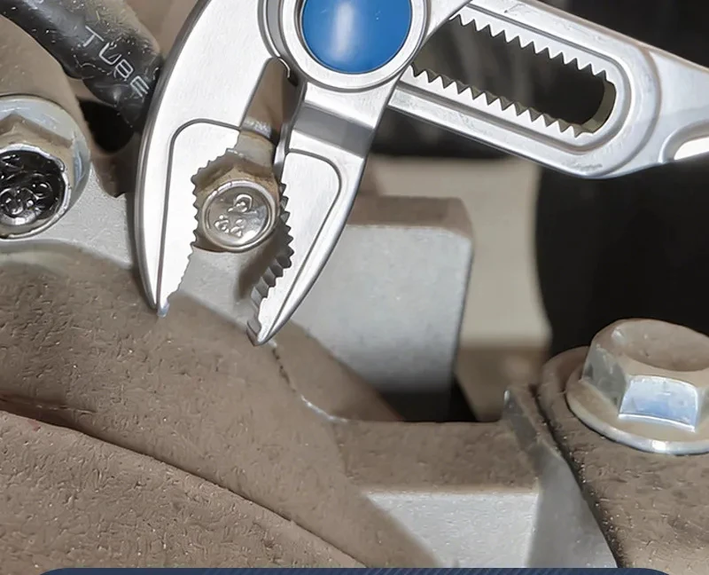 4-Zoll-Mini-Rillenverbindungs-Zangen mit Push-Lock-V-Backen, schnell einstellbar für enge Räume, Mehrflächen-Grip – Detail 6